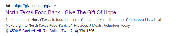 Google ad grant example