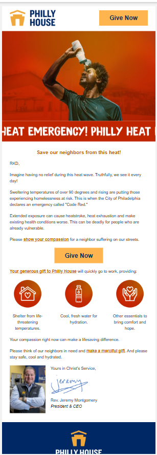 Philly House Urgent Hot Weather Appeal