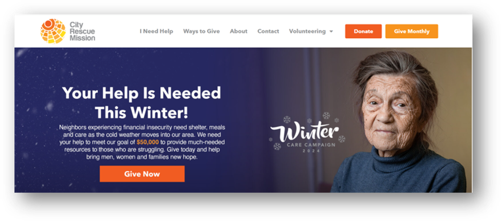 nonprofit website monthly donate button example
