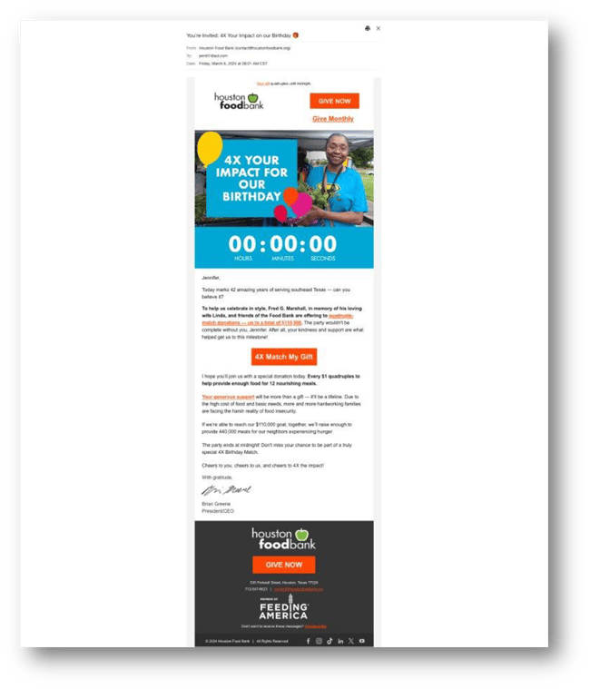 birthday campaign email example